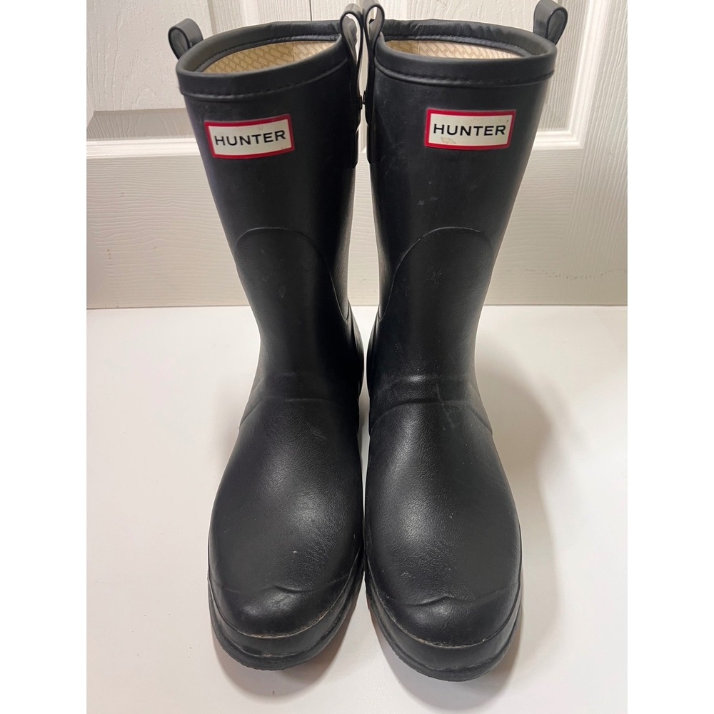 Hunter Original Mens Short Rain Boots Black Matte Waterproof W23577 Size 12M 13F